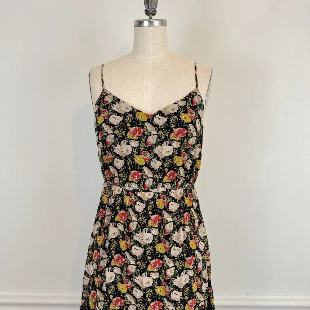 J. CREW Mercantile Maxi Dress 0 Tiered Spaghetti Straps Floral Boho Summer Airy